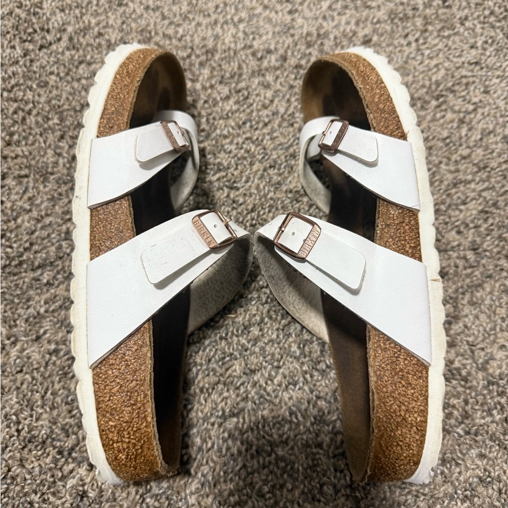 Birkenstock White Double Strap Sandals - Picture 4 of 6